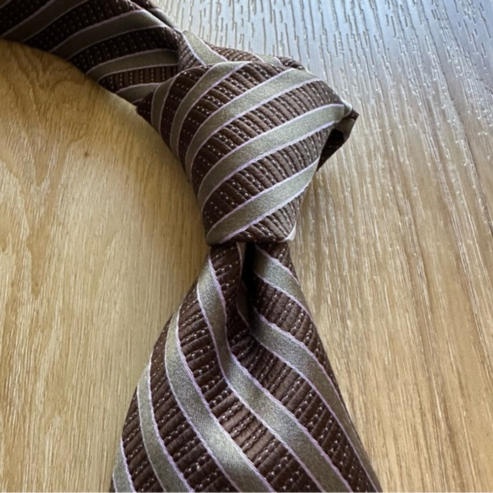 Robert Talbot “Best of Class” Brown & Gray Striped Silk Tie